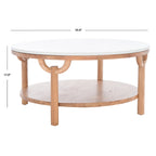 Table basse ronde à 2 niveaux en marbre Couture Aive - 35 po L x 35 po P x 17 po H - 35L x 35P x 17H