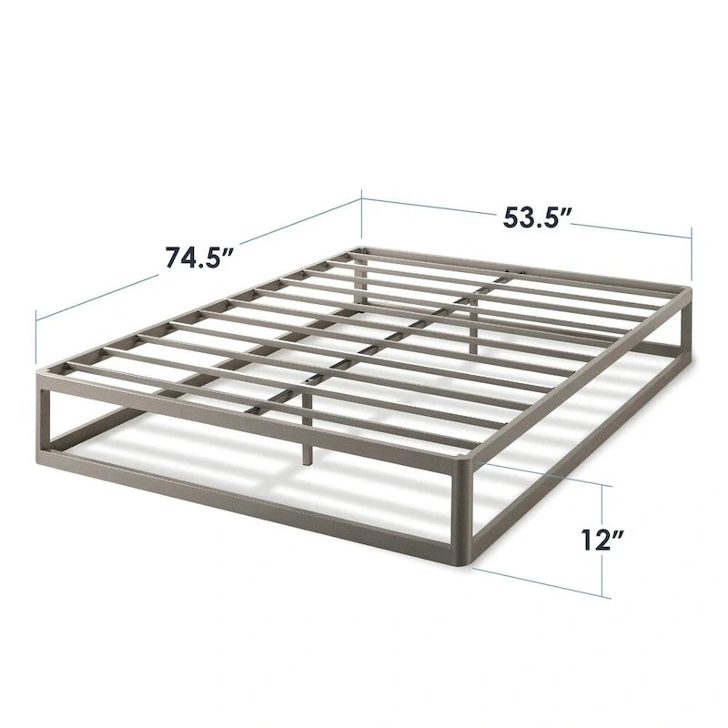 Cadre de lit plateforme en métal robuste de 12 pouces McAlpin gris