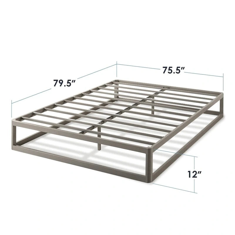Cadre de lit plateforme en métal robuste de 12 pouces McAlpin gris