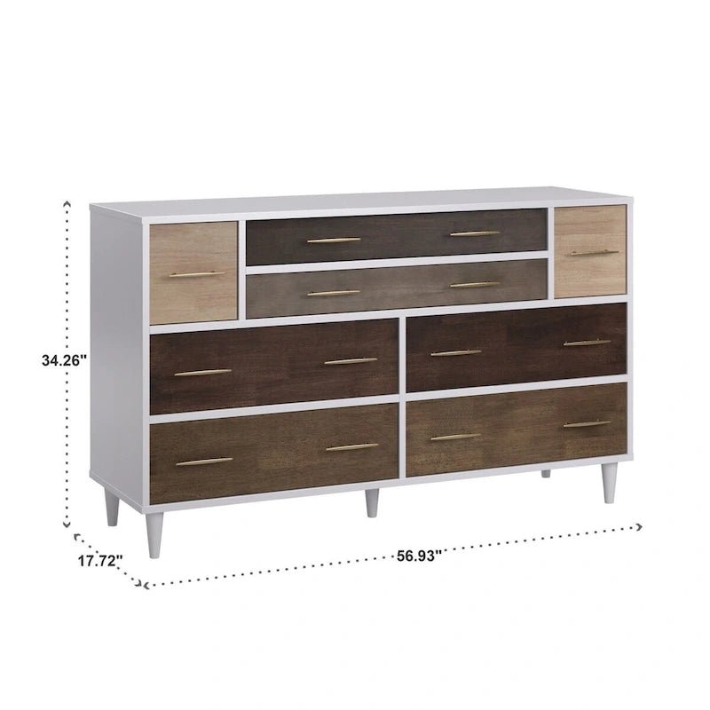 Commode 8 tiroirs Prudence White et finition naturelle par
