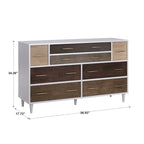 Commode 8 tiroirs Prudence White et finition naturelle par