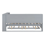 Lit de jour double avec lit gigogne simple, lit de repos avec étagère de rangement et ports de chargement USB