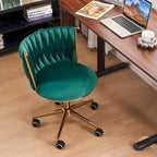 Chaise de bureau en velours Chaise de coiffeuse pour maquillage avec roues Fauteuil roulant pivotant pour chambre à coucher