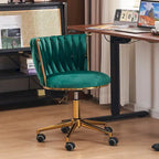 Chaise de bureau en velours Chaise de coiffeuse pour maquillage avec roues Fauteuil roulant pivotant pour chambre à coucher