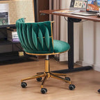 Chaise de bureau en velours Chaise de coiffeuse pour maquillage avec roues Fauteuil roulant pivotant pour chambre à coucher