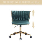 Chaise de bureau en velours Chaise de coiffeuse pour maquillage avec roues Fauteuil roulant pivotant pour chambre à coucher