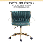 Chaise de bureau en velours Chaise de coiffeuse pour maquillage avec roues Fauteuil roulant pivotant pour chambre à coucher