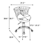 Chaise de bureau en velours Chaise de coiffeuse pour maquillage avec roues Fauteuil roulant pivotant pour chambre à coucher