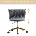 Chaise de bureau en velours Chaise de coiffeuse pour maquillage avec roues Fauteuil roulant pivotant pour chambre à coucher