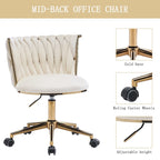 Chaise de bureau en velours Chaise de coiffeuse pour maquillage avec roues Fauteuil roulant pivotant pour chambre à coucher