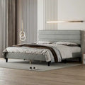 Cadre de lit King Size avec tête de lit, lit plateforme robuste avec support de lattes en bois et sans sommier tapissier