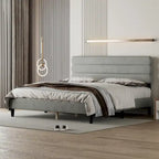 Cadre de lit King Size avec tête de lit, lit plateforme robuste avec support de lattes en bois et sans sommier tapissier