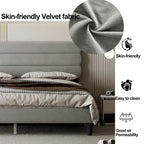 Cadre de lit King Size avec tête de lit, lit plateforme robuste avec support de lattes en bois et sans sommier tapissier