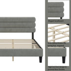 Cadre de lit King Size avec tête de lit, lit plateforme robuste avec support de lattes en bois et sans sommier tapissier