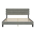 Cadre de lit King Size avec tête de lit, lit plateforme robuste avec support de lattes en bois et sans sommier tapissier