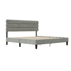 Cadre de lit King Size avec tête de lit, lit plateforme robuste avec support de lattes en bois et sans sommier tapissier