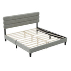 Cadre de lit King Size avec tête de lit, lit plateforme robuste avec support de lattes en bois et sans sommier tapissier