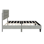 Cadre de lit King Size avec tête de lit, lit plateforme robuste avec support de lattes en bois et sans sommier tapissier
