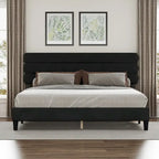 Cadre de lit King Size avec tête de lit, lit plateforme robuste avec support de lattes en bois et sans sommier tapissier