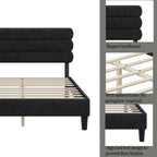 Cadre de lit King Size avec tête de lit, lit plateforme robuste avec support de lattes en bois et sans sommier tapissier