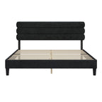 Cadre de lit King Size avec tête de lit, lit plateforme robuste avec support de lattes en bois et sans sommier tapissier