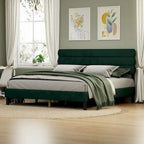 Cadre de lit King Size avec tête de lit, lit plateforme robuste avec support de lattes en bois et sans sommier tapissier