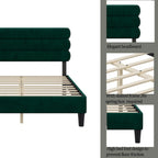 Cadre de lit King Size avec tête de lit, lit plateforme robuste avec support de lattes en bois et sans sommier tapissier