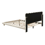 Lit plateforme queen size en velours Roomfitters avec cadre LED, tissu épais et doux et tête de lit capitonnée