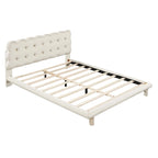 Lit plateforme queen size en velours Roomfitters avec cadre LED, tissu épais et doux et tête de lit capitonnée