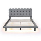 Lit plateforme queen size en velours Roomfitters avec cadre LED, tissu épais et doux et tête de lit capitonnée