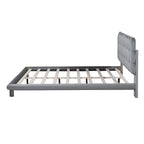 Lit plateforme queen size en velours Roomfitters avec cadre LED, tissu épais et doux et tête de lit capitonnée