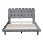 Lit plateforme queen size en velours Roomfitters avec cadre LED, tissu épais et doux et tête de lit capitonnée
