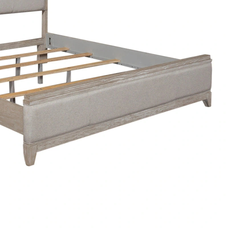 Lit rembourré King California Belmar Taupe lavé et champagne argenté