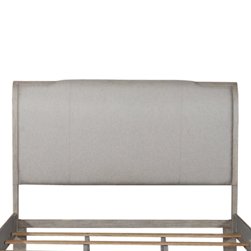 Lit rembourré King California Belmar Taupe lavé et champagne argenté