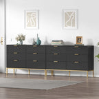 Commode double moderne à 6 tiroirs en bois noir Meuble de rangement pour chambre à coucher
