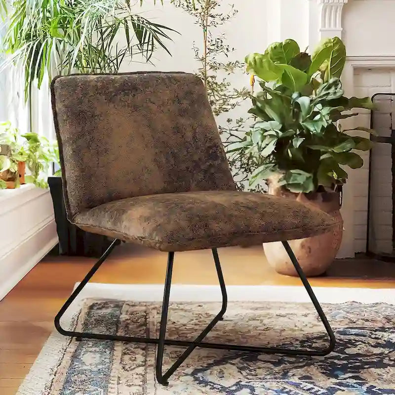 Fauteuil d'appoint en similicuir d'inspiration scandinave LUE BONA avec dossier réglable - 80 H x 56,4 L x 60 P cm