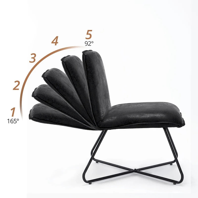 Fauteuil d'appoint en similicuir d'inspiration scandinave LUE BONA avec dossier réglable - 80 H x 56,4 L x 60 P cm