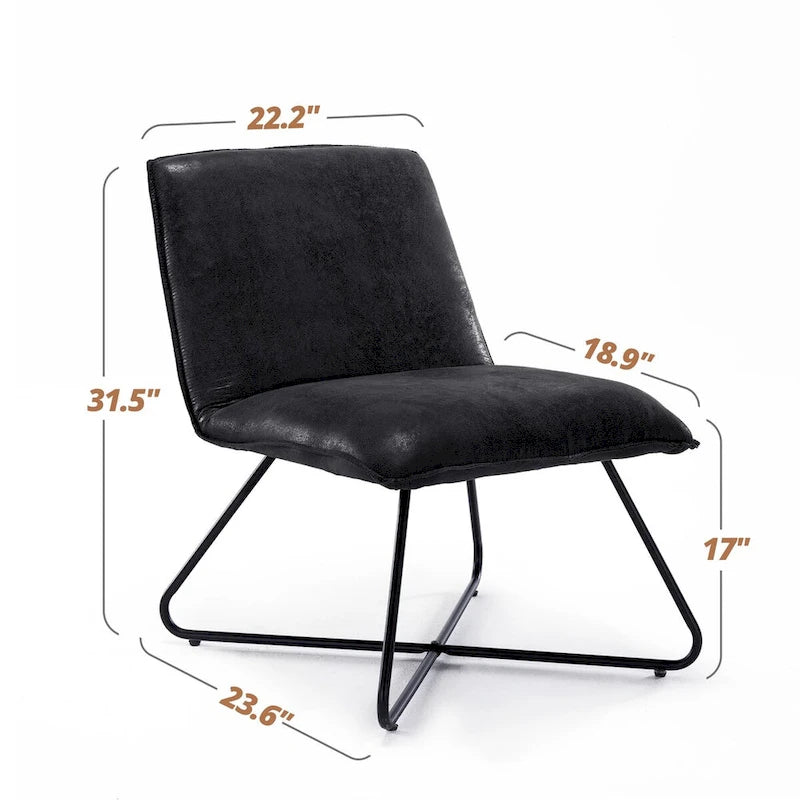 Fauteuil d'appoint en similicuir d'inspiration scandinave LUE BONA avec dossier réglable - 80 H x 56,4 L x 60 P cm