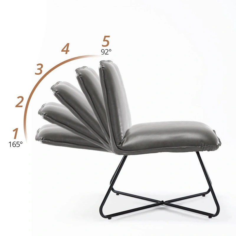 Fauteuil d'appoint en similicuir d'inspiration scandinave LUE BONA avec dossier réglable - 80 H x 56,4 L x 60 P cm