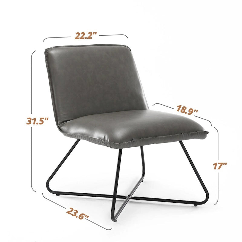 Fauteuil d'appoint en similicuir d'inspiration scandinave LUE BONA avec dossier réglable - 80 H x 56,4 L x 60 P cm