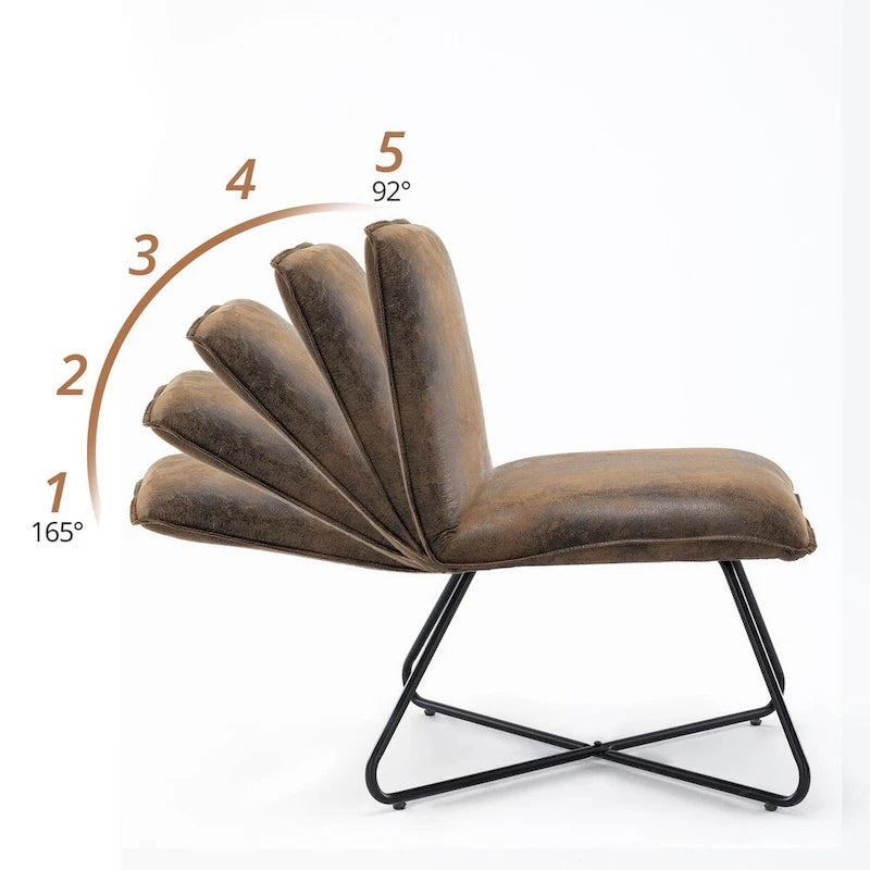 Fauteuil d'appoint en similicuir d'inspiration scandinave LUE BONA avec dossier réglable - 80 H x 56,4 L x 60 P cm