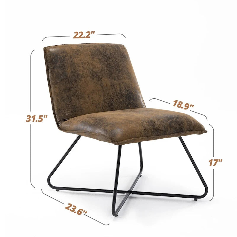 Fauteuil d'appoint en similicuir d'inspiration scandinave LUE BONA avec dossier réglable - 80 H x 56,4 L x 60 P cm