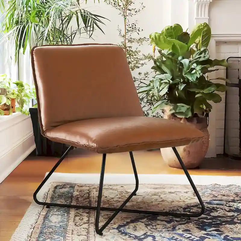 Fauteuil d'appoint en similicuir d'inspiration scandinave LUE BONA avec dossier réglable - 80 H x 56,4 L x 60 P cm