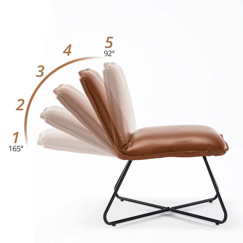 Fauteuil d'appoint en similicuir d'inspiration scandinave LUE BONA avec dossier réglable - 80 H x 56,4 L x 60 P cm