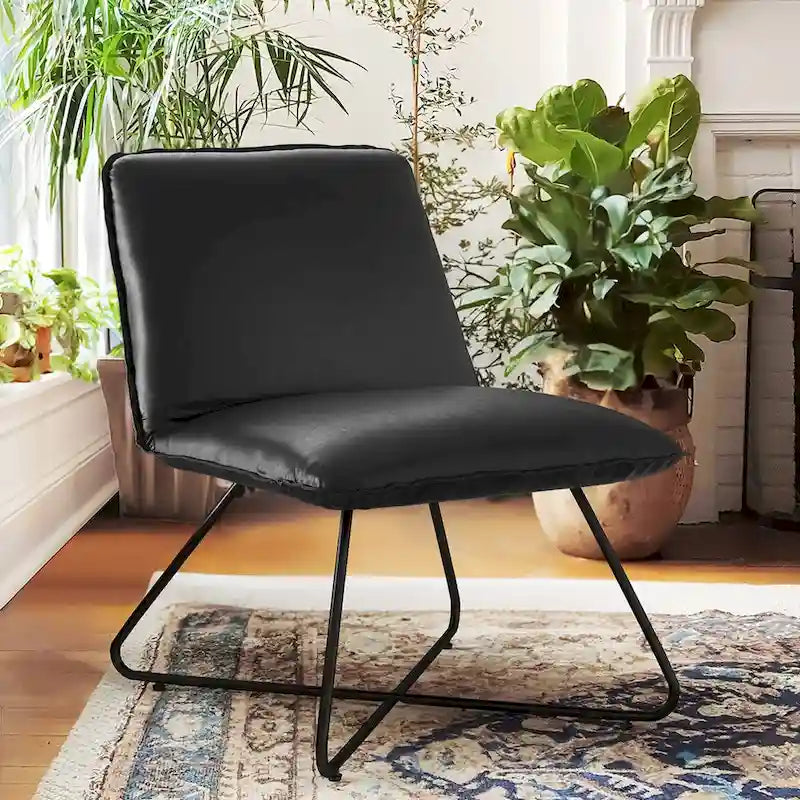 Fauteuil d'appoint en similicuir d'inspiration scandinave LUE BONA avec dossier réglable - 80 H x 56,4 L x 60 P cm