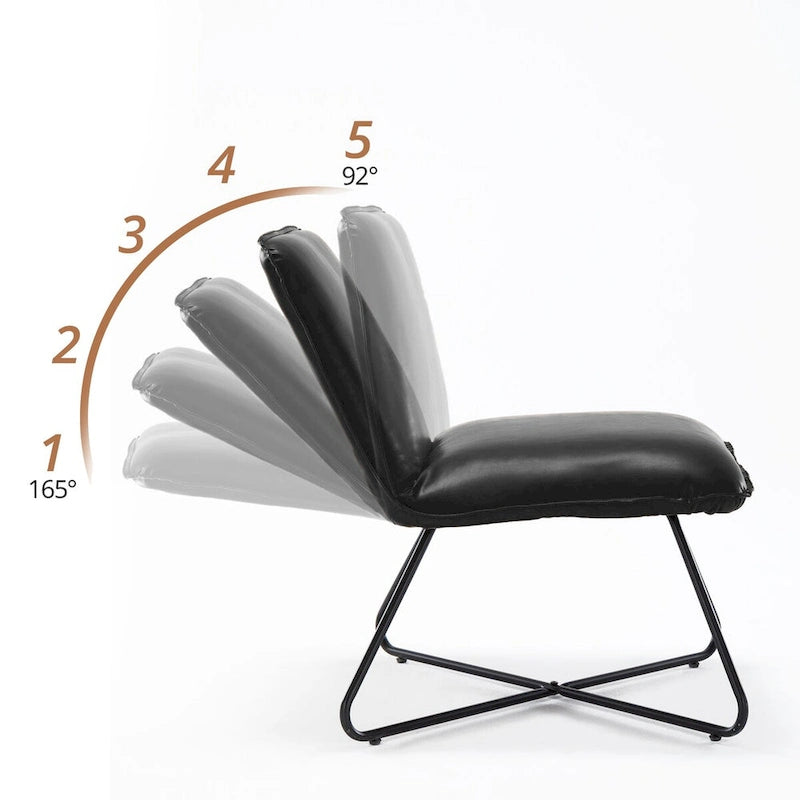Fauteuil d'appoint en similicuir d'inspiration scandinave LUE BONA avec dossier réglable - 80 H x 56,4 L x 60 P cm