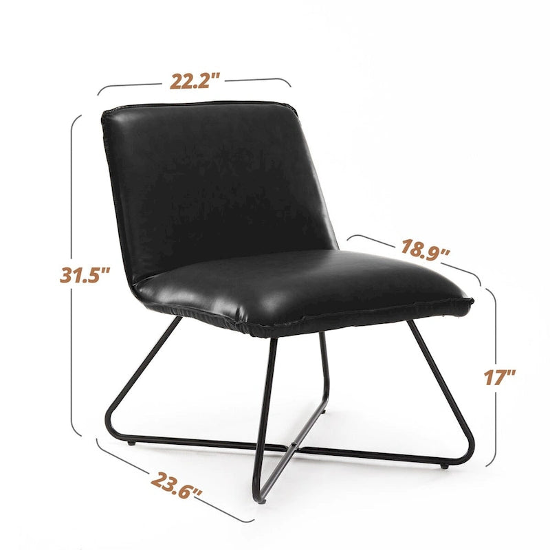 Fauteuil d'appoint en similicuir d'inspiration scandinave LUE BONA avec dossier réglable - 80 H x 56,4 L x 60 P cm