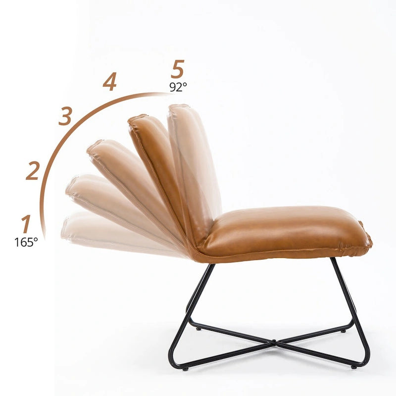 Fauteuil d'appoint en similicuir d'inspiration scandinave LUE BONA avec dossier réglable - 80 H x 56,4 L x 60 P cm