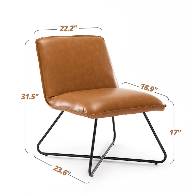 Fauteuil d'appoint en similicuir d'inspiration scandinave LUE BONA avec dossier réglable - 80 H x 56,4 L x 60 P cm