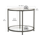Table d'appoint ronde moderne en verre et cadre métallique Heimlich de Carbon Loft